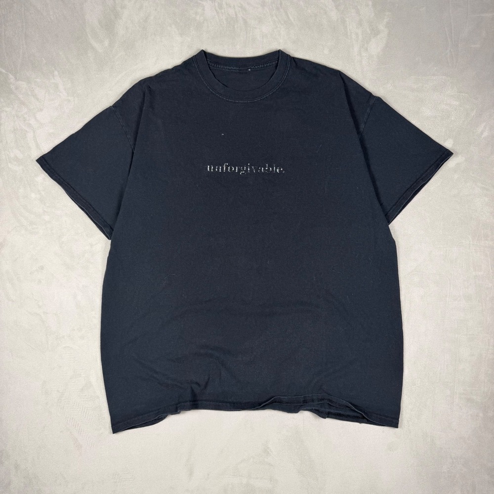Y2K Mens Sean John Unforgivable Distressed Graphic T-Shirt XL